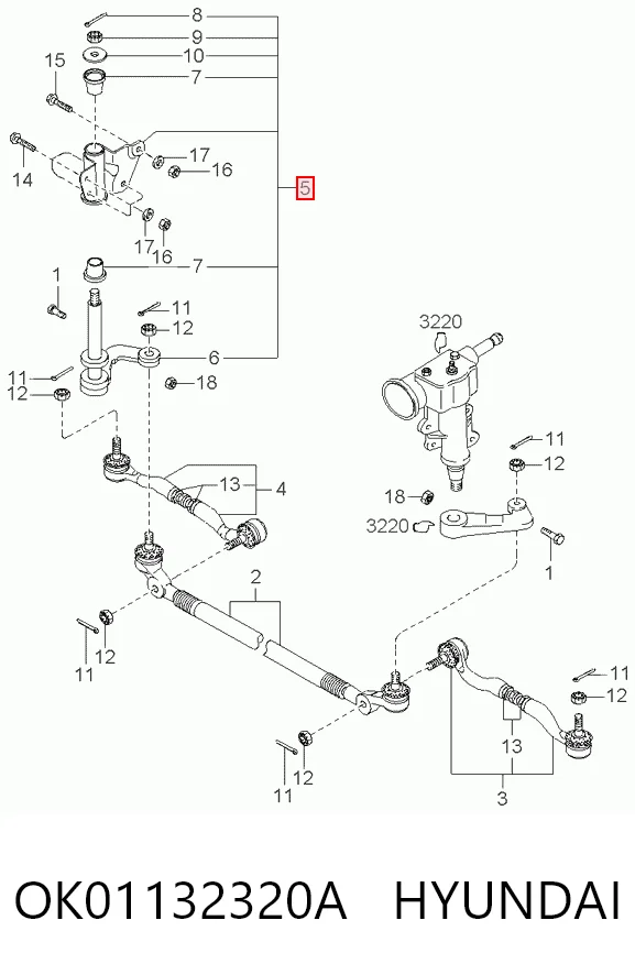 Brazo oscilante OK01132320A HYUNDAI