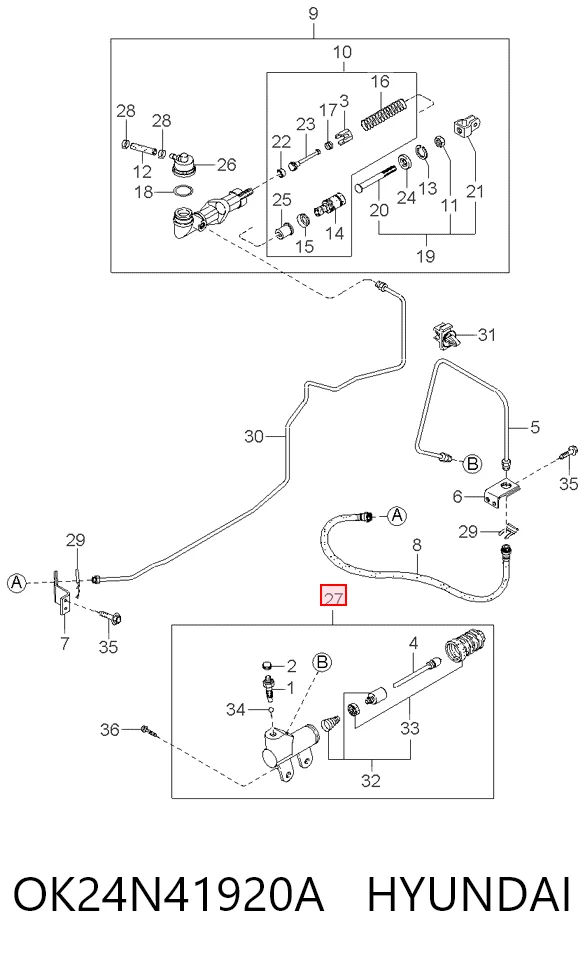 Cilindro receptor de embrague OK24N41920A HYUNDAI