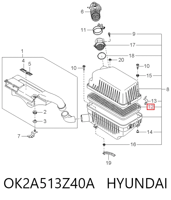 Filtro de aire OK2A513Z40A HYUNDAI