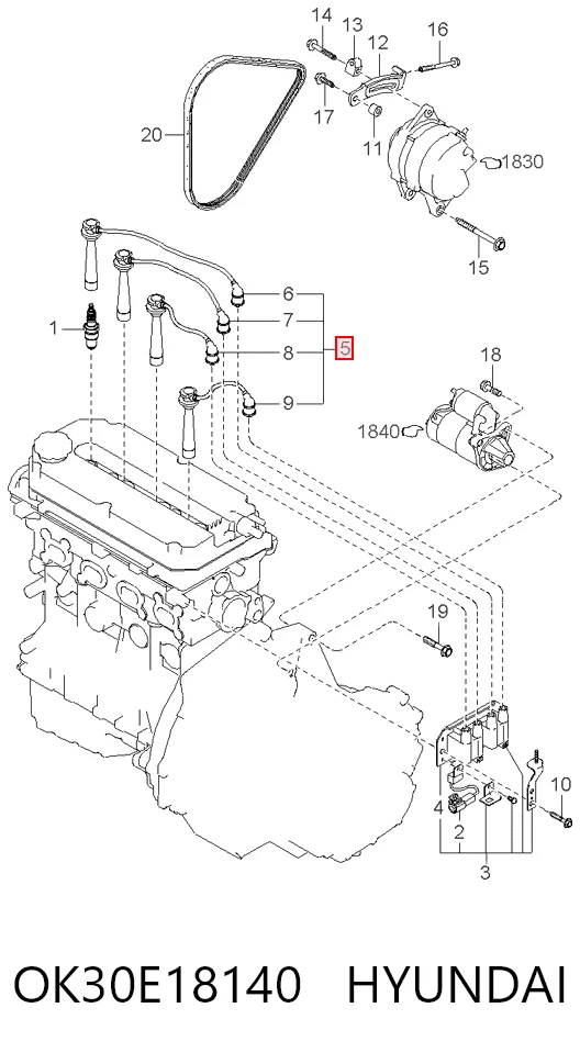 Juego de cables de alta tensión OK30E18140 HYUNDAI