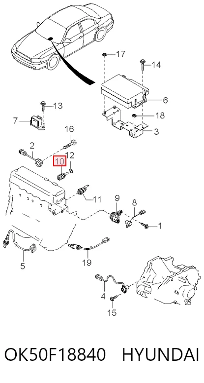 Sensor de temperatura del líquido refrigerante OK50F18840 HYUNDAI