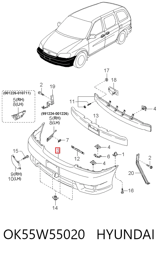 Paragolpes delantero para KIA Carnival I UP