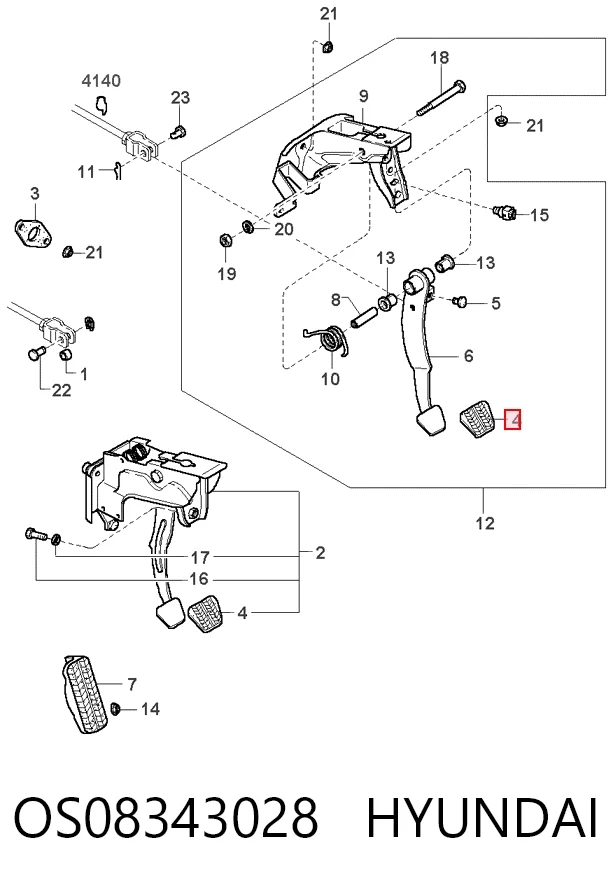 Cubierta de pedal de freno OS08343028 HYUNDAI