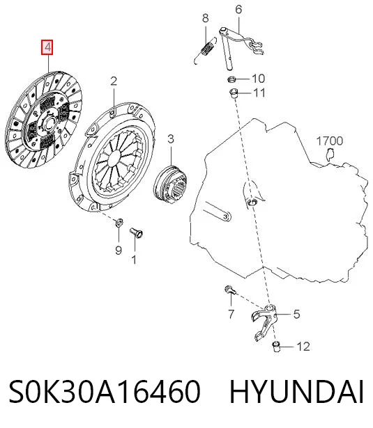 Disco de embrague S0K30A16460 HYUNDAI