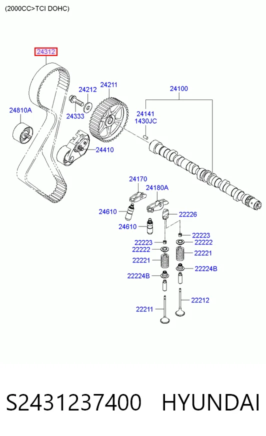 Correa dentada para Hyundai Sonata IV EU4