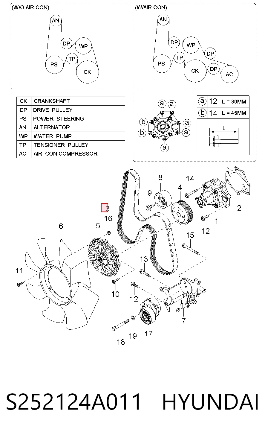 Correa de accesorios S252124A011 HYUNDAI