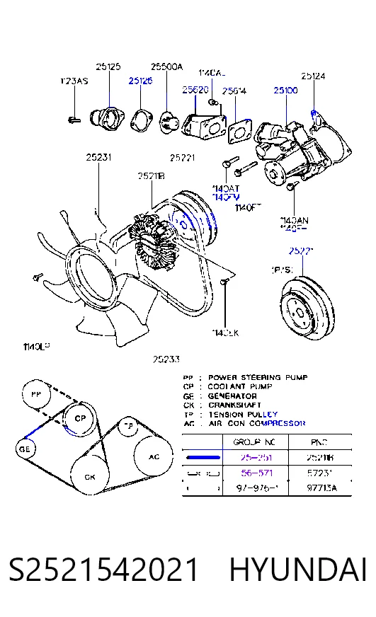 Correa de accesorios S2521542021 HYUNDAI