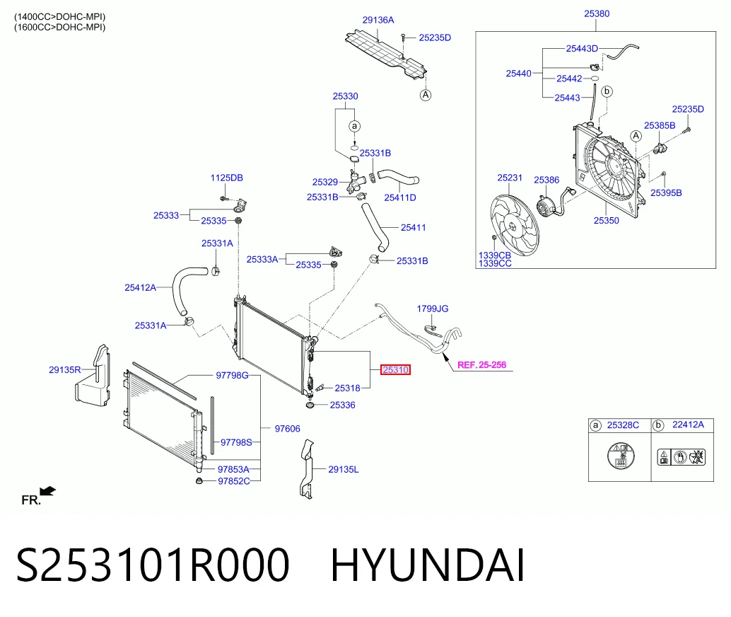 Radiador de refrigeración del motor S253101R000 HYUNDAI