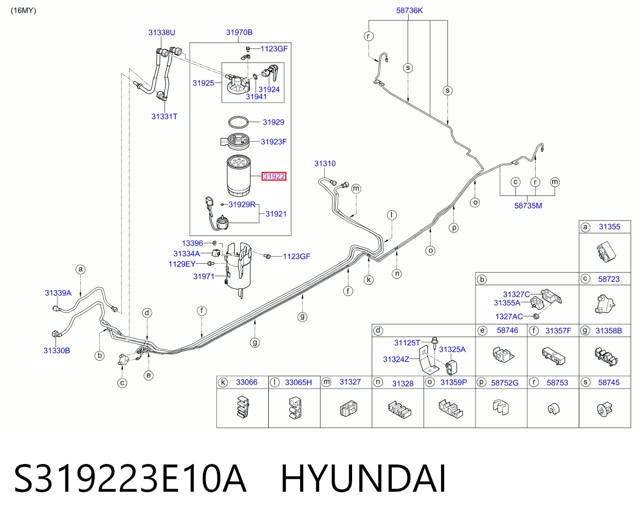 Filtro de combustible S319223E10A HYUNDAI