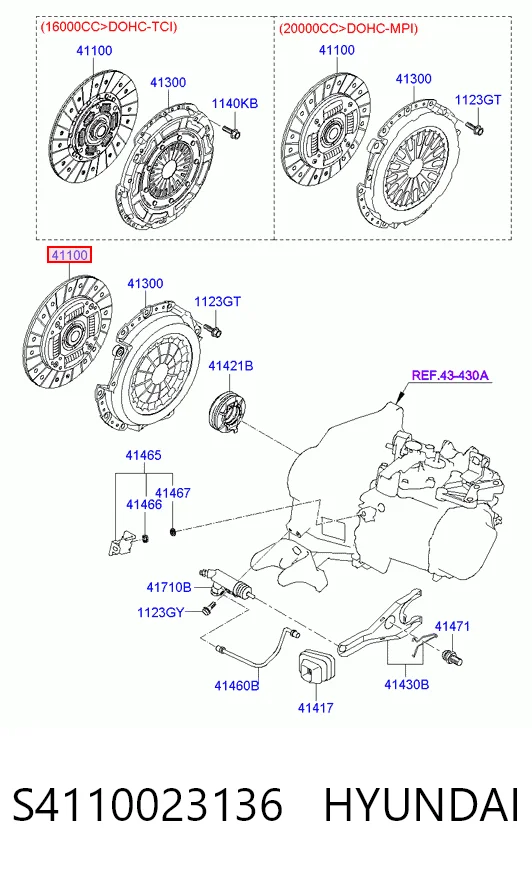 Disco de embrague S4110023136 HYUNDAI