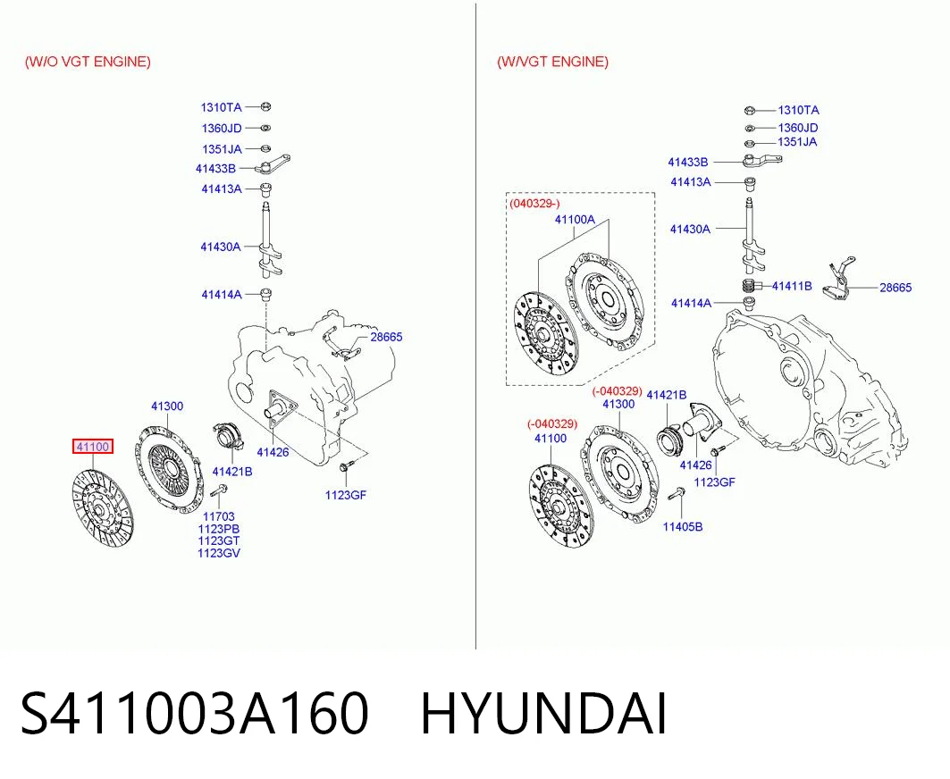 Disco de embrague S411003A160 HYUNDAI