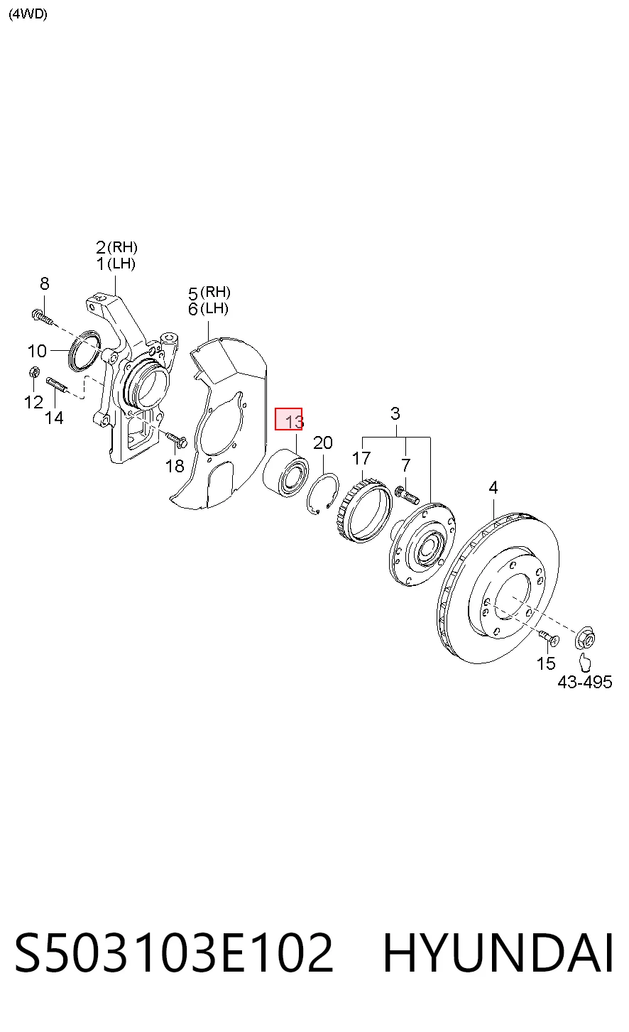 Rodamiento de rueda delantero KIA Sorento I (JC)