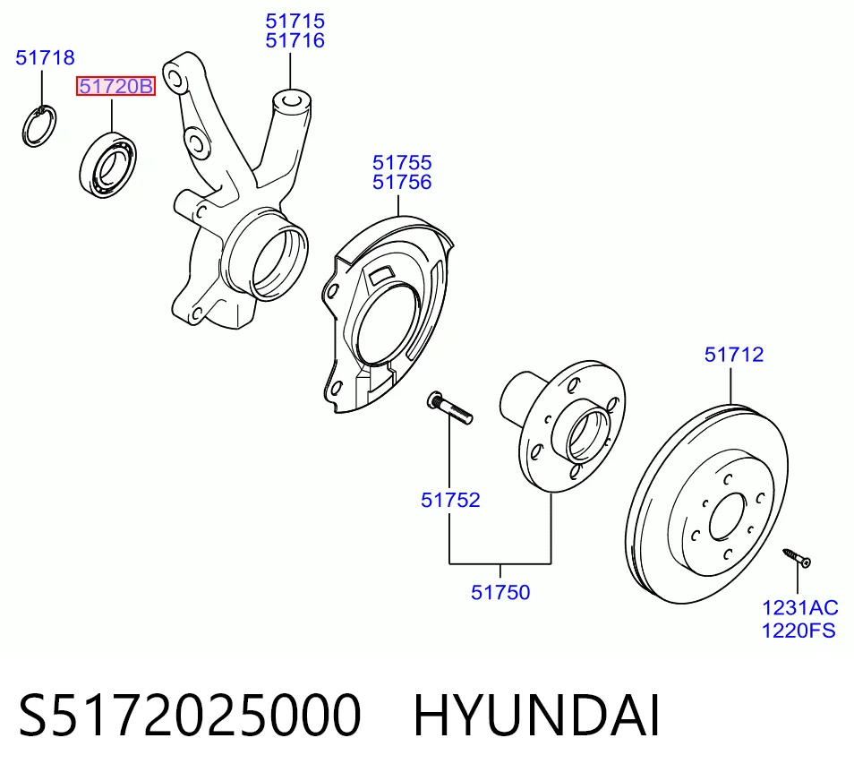 Rodamiento de rueda delantero para Hyundai Coupe I (RD)
