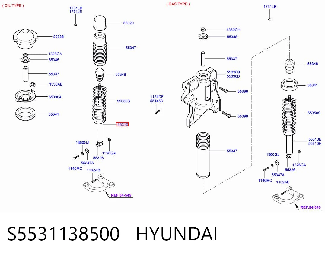 Amortiguador trasero S5531138500 HYUNDAI