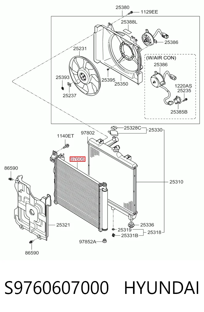 Condensador aire acondicionado para KIA Picanto BA
