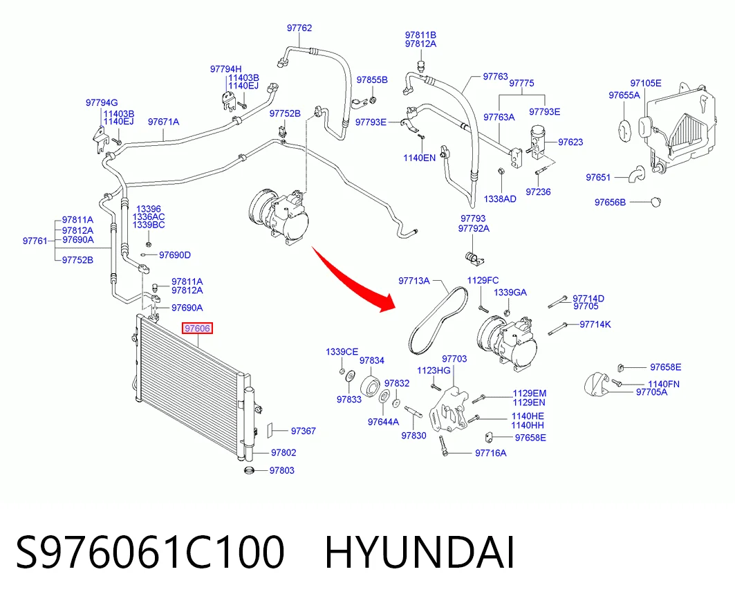 Condensador aire acondicionado para Hyundai Getz TB