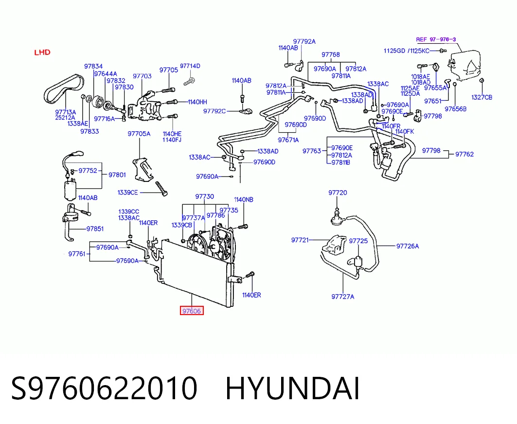 Radiador de aire acondicionado Hyundai Accent  (1994-2002)