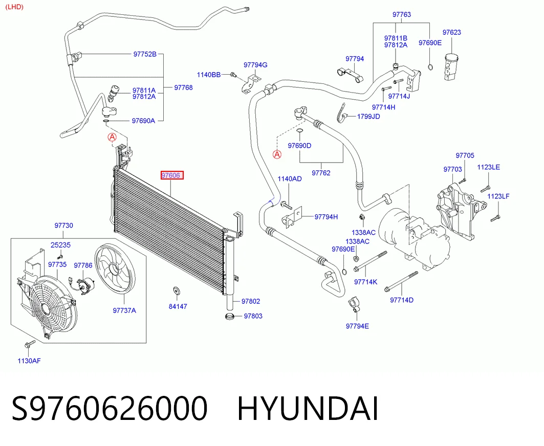 Radiador de aire acondicionado Hyundai Santa Fe I (2000-2006)