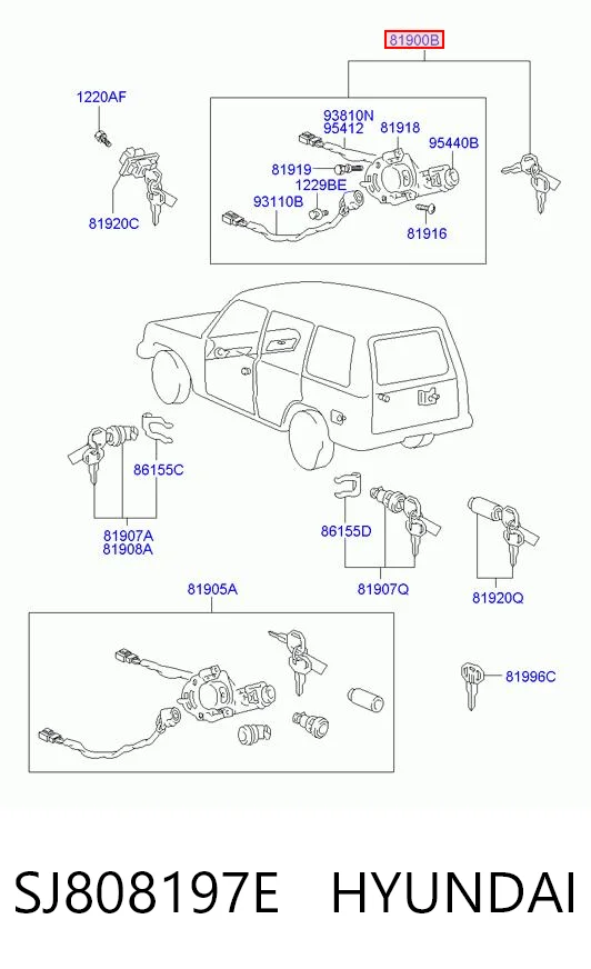 Bombín de arranque para Hyundai Galloper JK