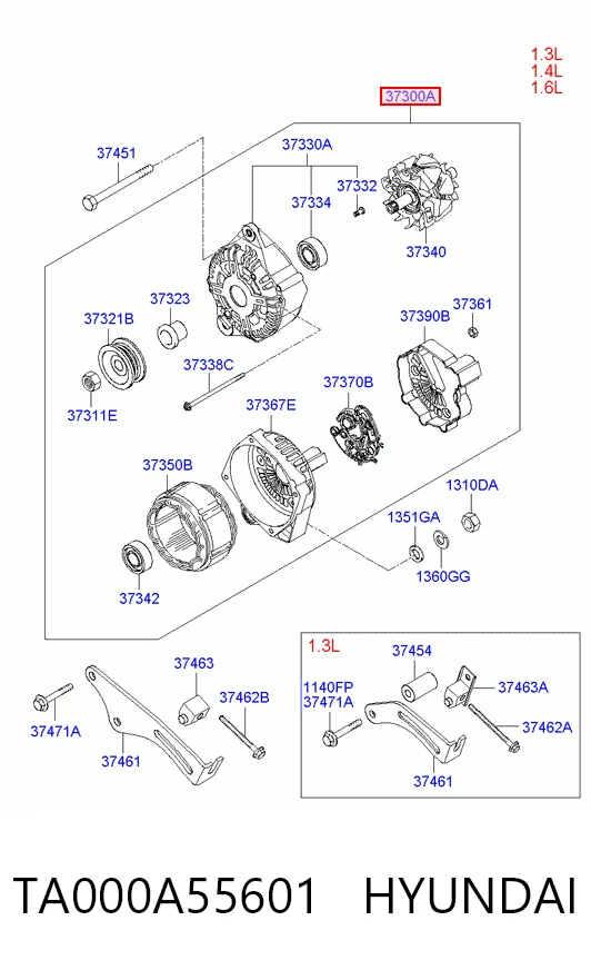 TA000A55601 Hyundai/Kia Alternador de coche