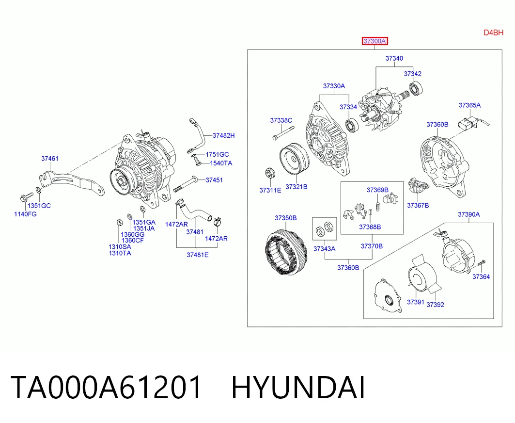 TA000A61201 Hyundai/Kia Alternador de coche