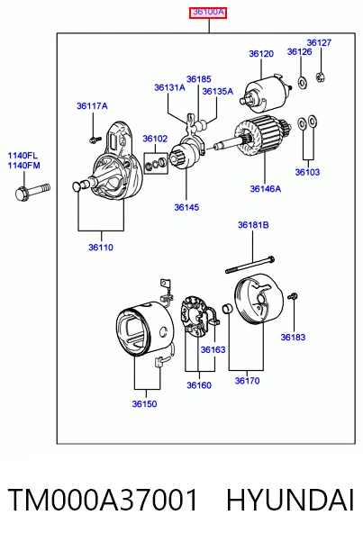 Motor de arranque HYUNDAI TM000A37001