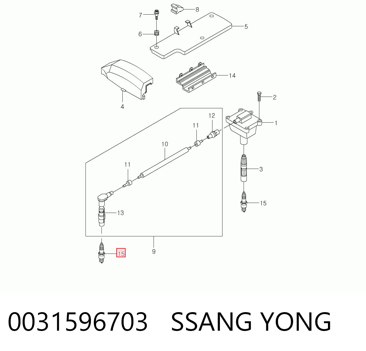 Bujía de encendido 0031596703 SSANG YONG