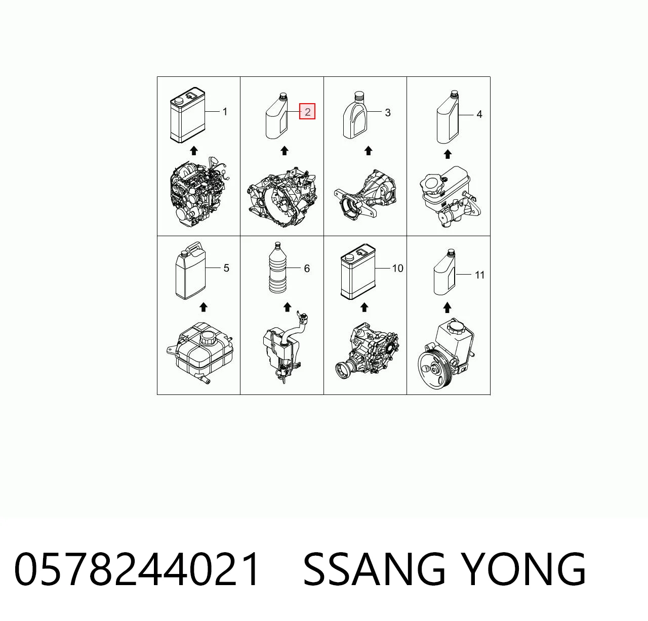 Aceite de transmisión SSANG YONG 0578244021