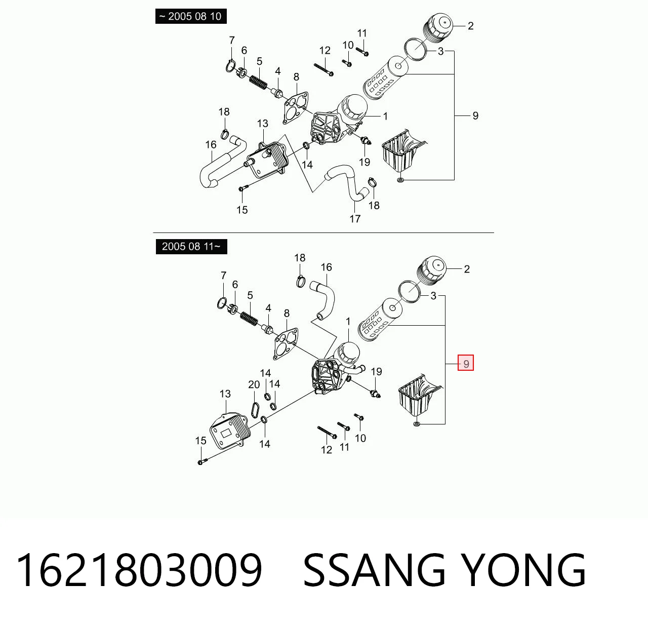 1621803009 Ssang Yong Filtro aceite