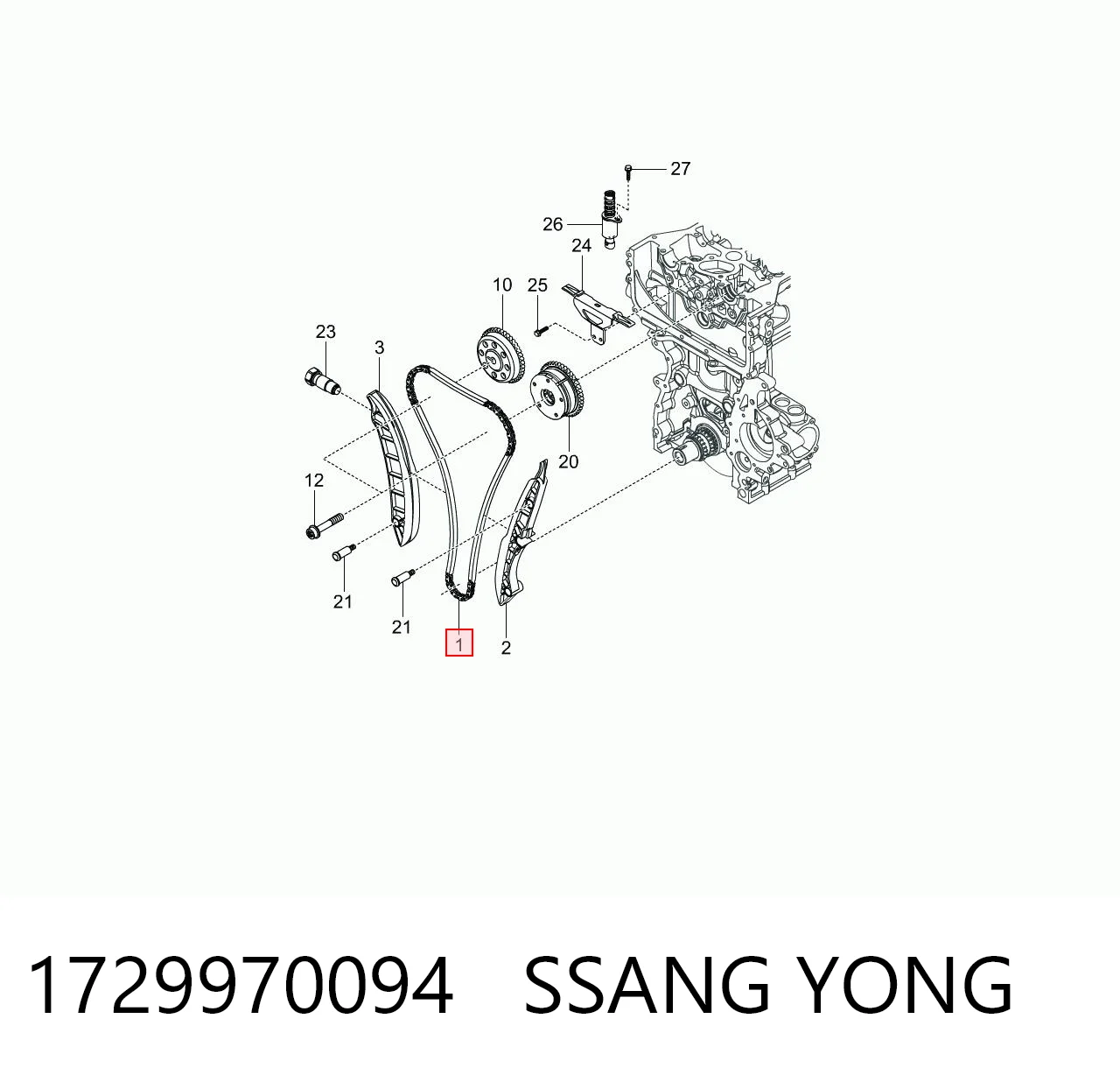 Cadena de motor para SsangYong Korando C 