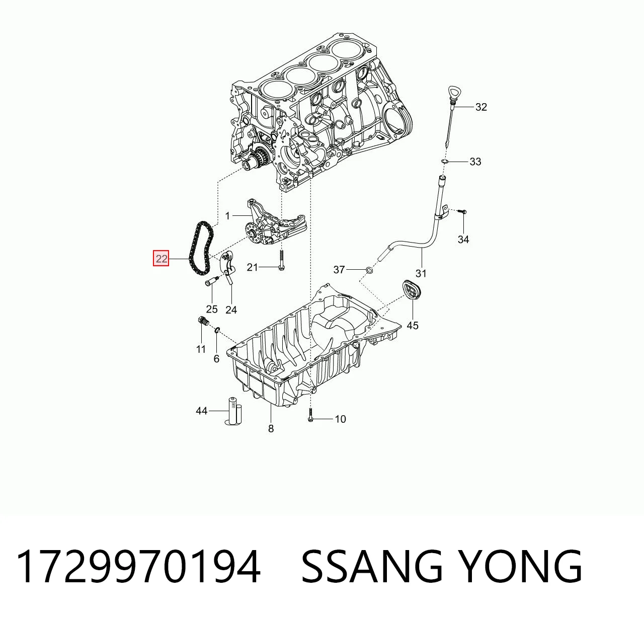 Cadena de la Bomba Aceite para SsangYong Actyon