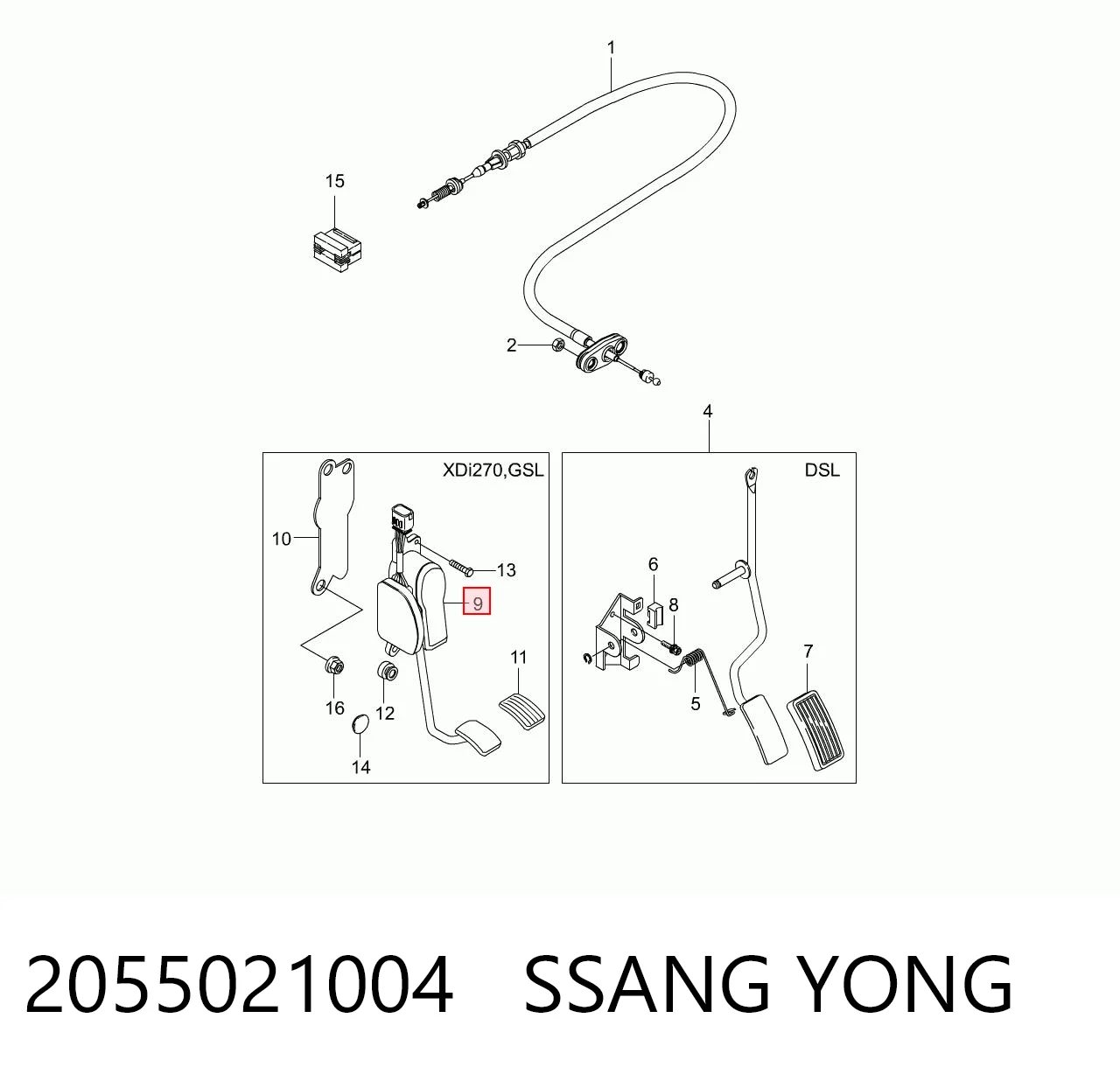 Potenciómetro pedal SsangYong Rodius 