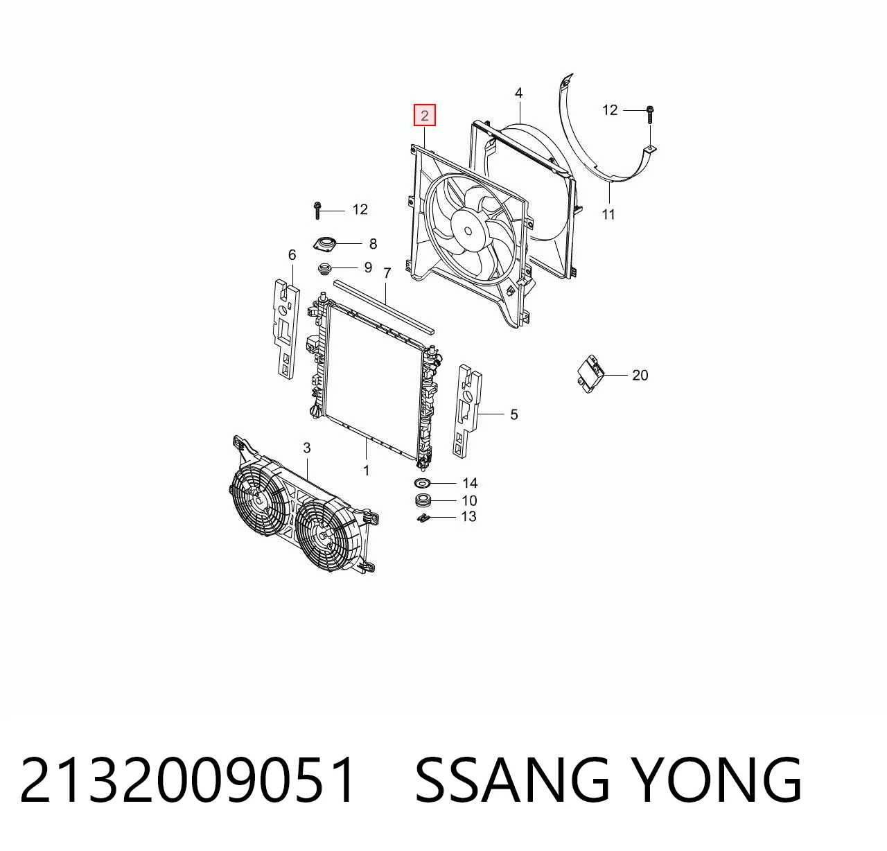 2132009051 Ssang Yong Electroventilador del motor