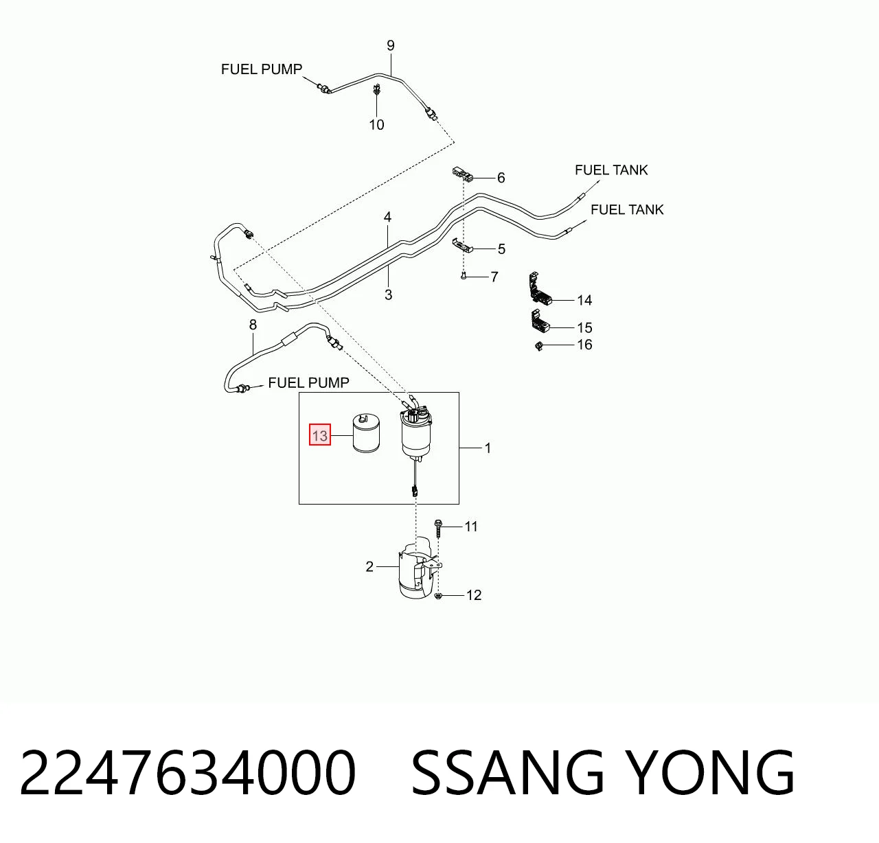 2247634000 Ssang Yong Filtro de gasolina