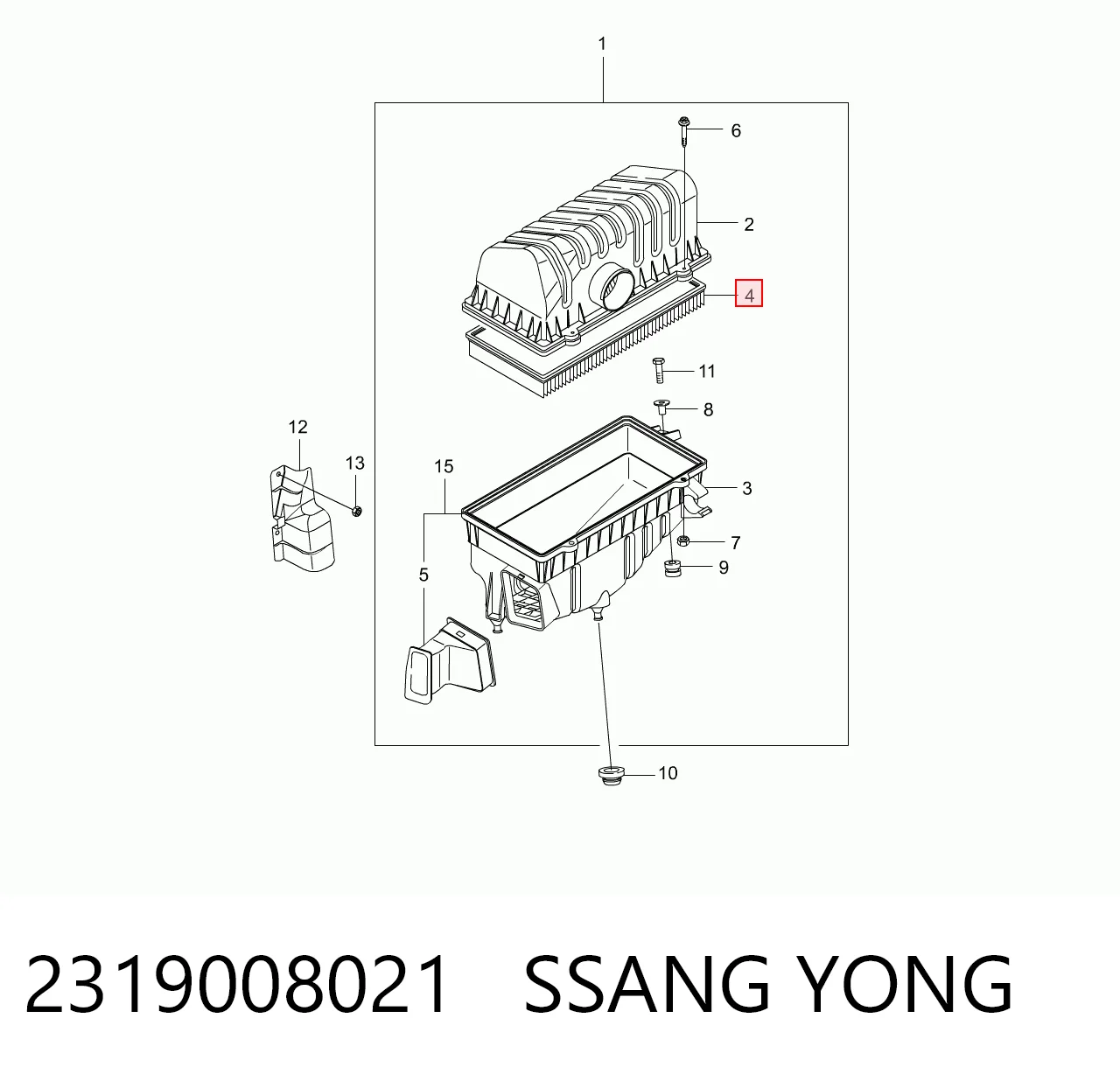 2319008021 Ssang Yong Filtro de aire de motor