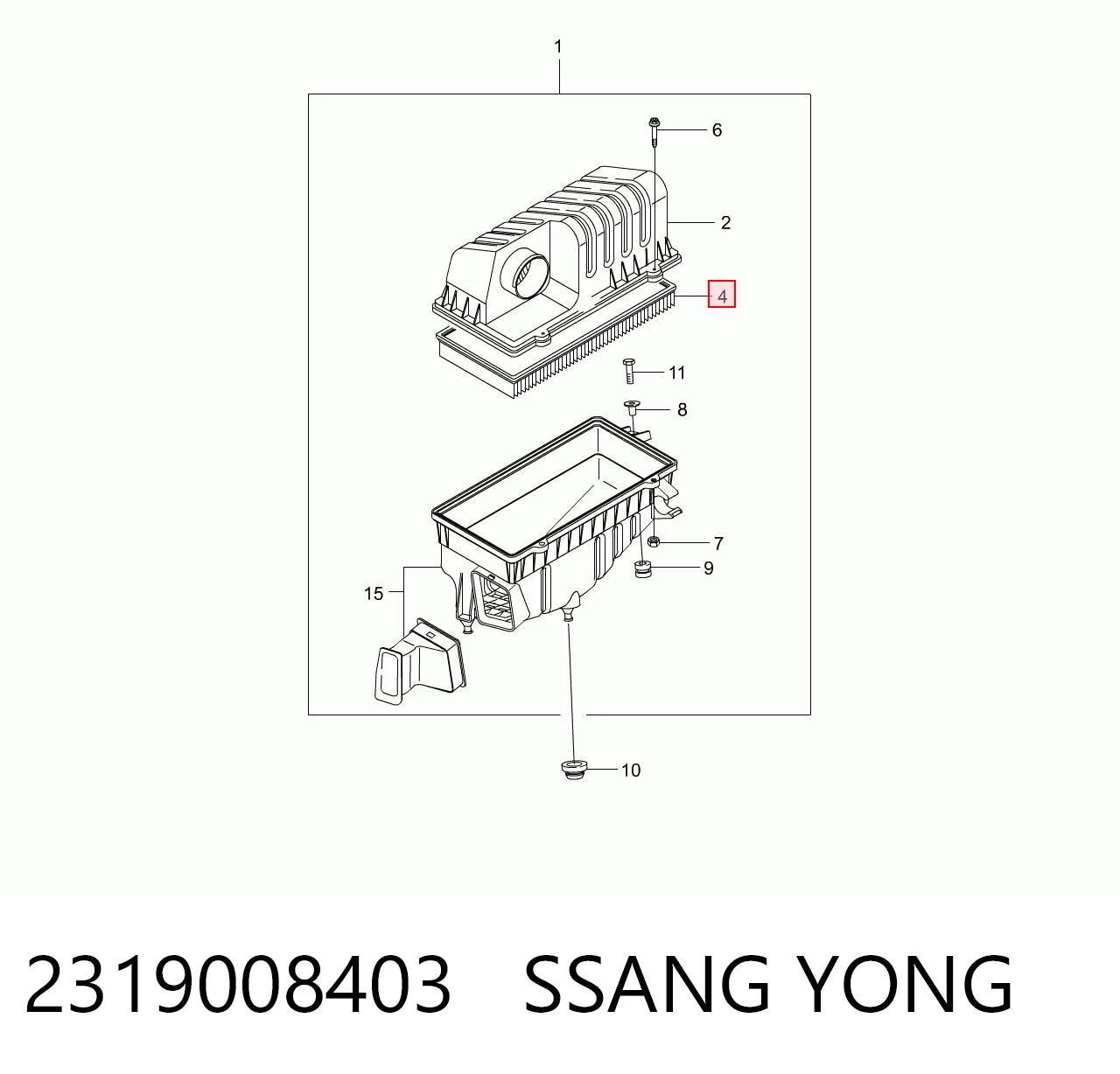 2319008403 Ssang Yong Filtro de aire de motor