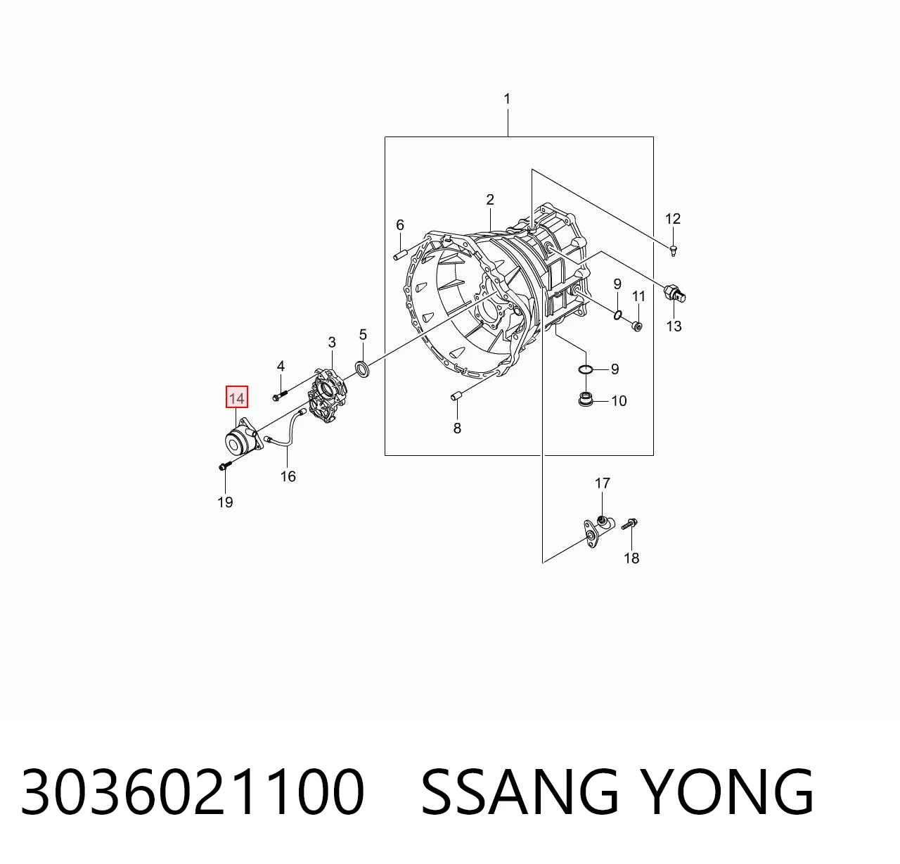 3036021100 Ssang Yong Desembrague central, embrague (cojinete de desembrague)