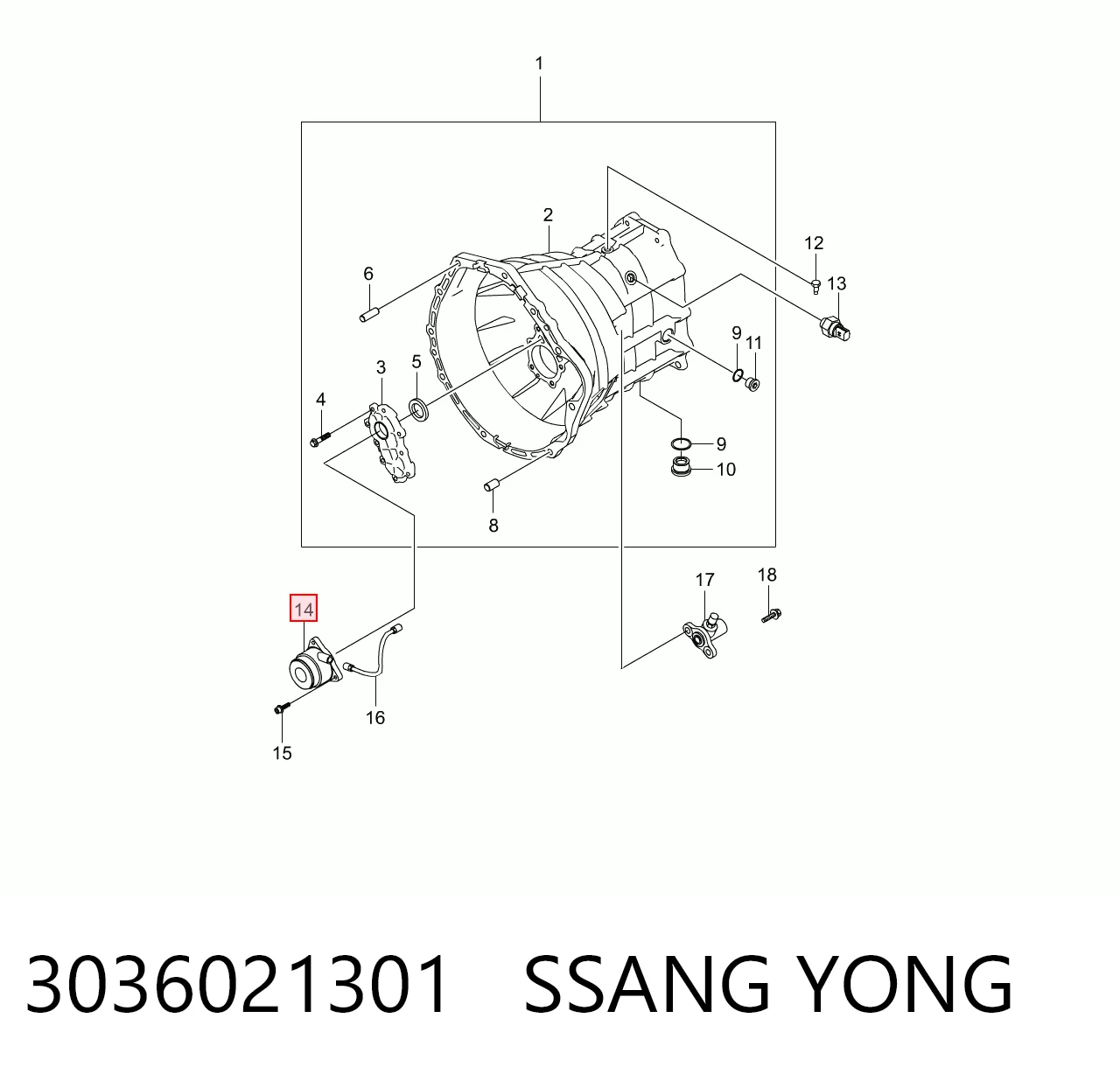 3036021301 Ssang Yong Desembrague central, embrague (cojinete de desembrague)