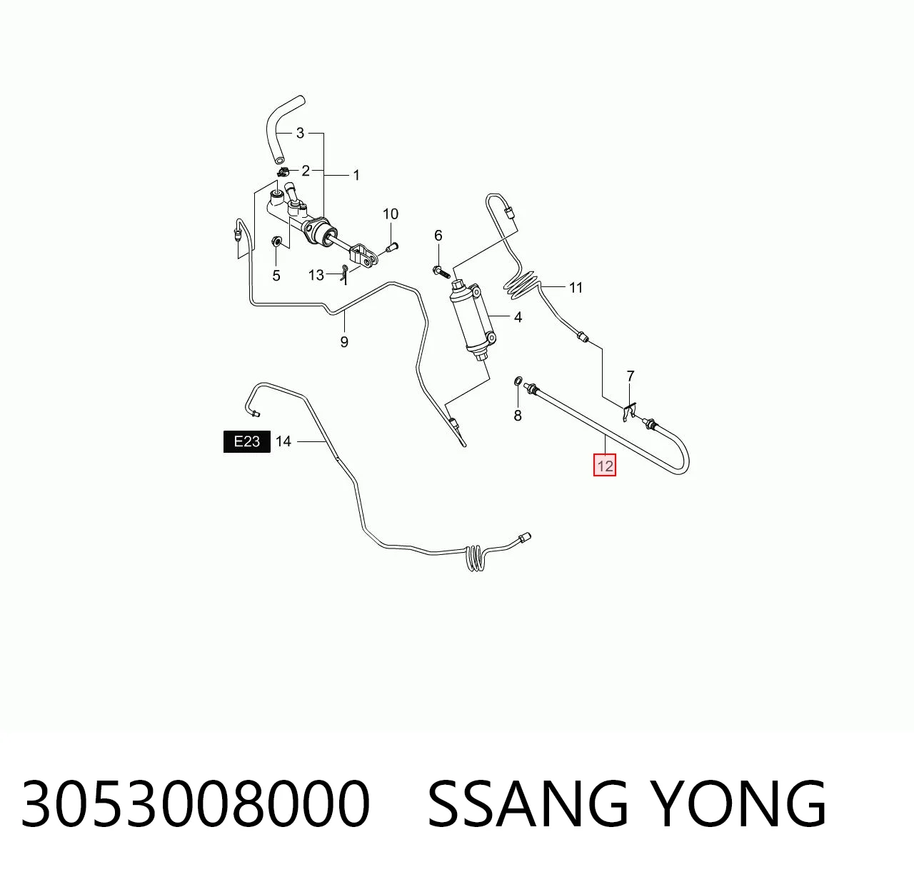 Manguera de embrague 3053008000 SSANG YONG