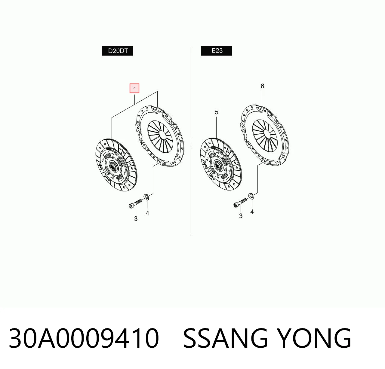 Kit de embrague 30A0009410 SSANG YONG