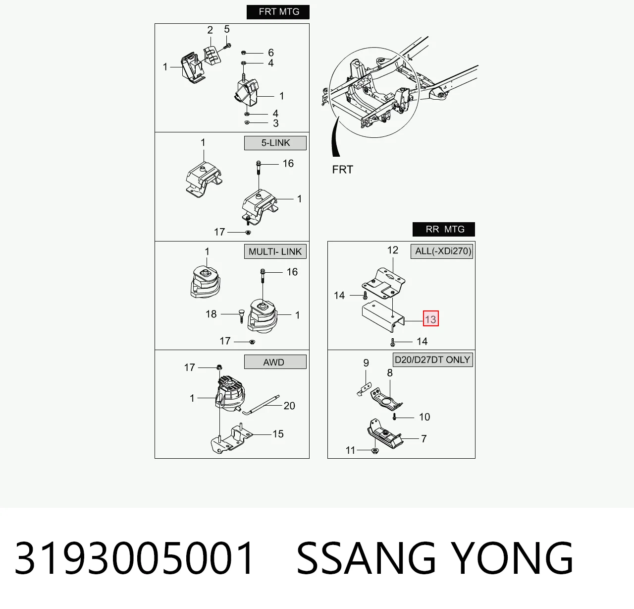 Taco de motor SsangYong Actyon  (2006-2012)