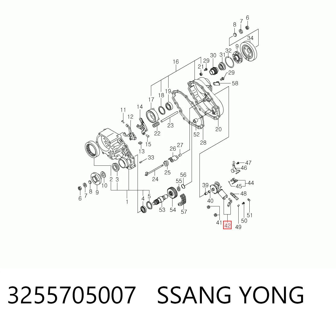 3255705007 Ssang Yong Motor de control de la caja de transferencia
