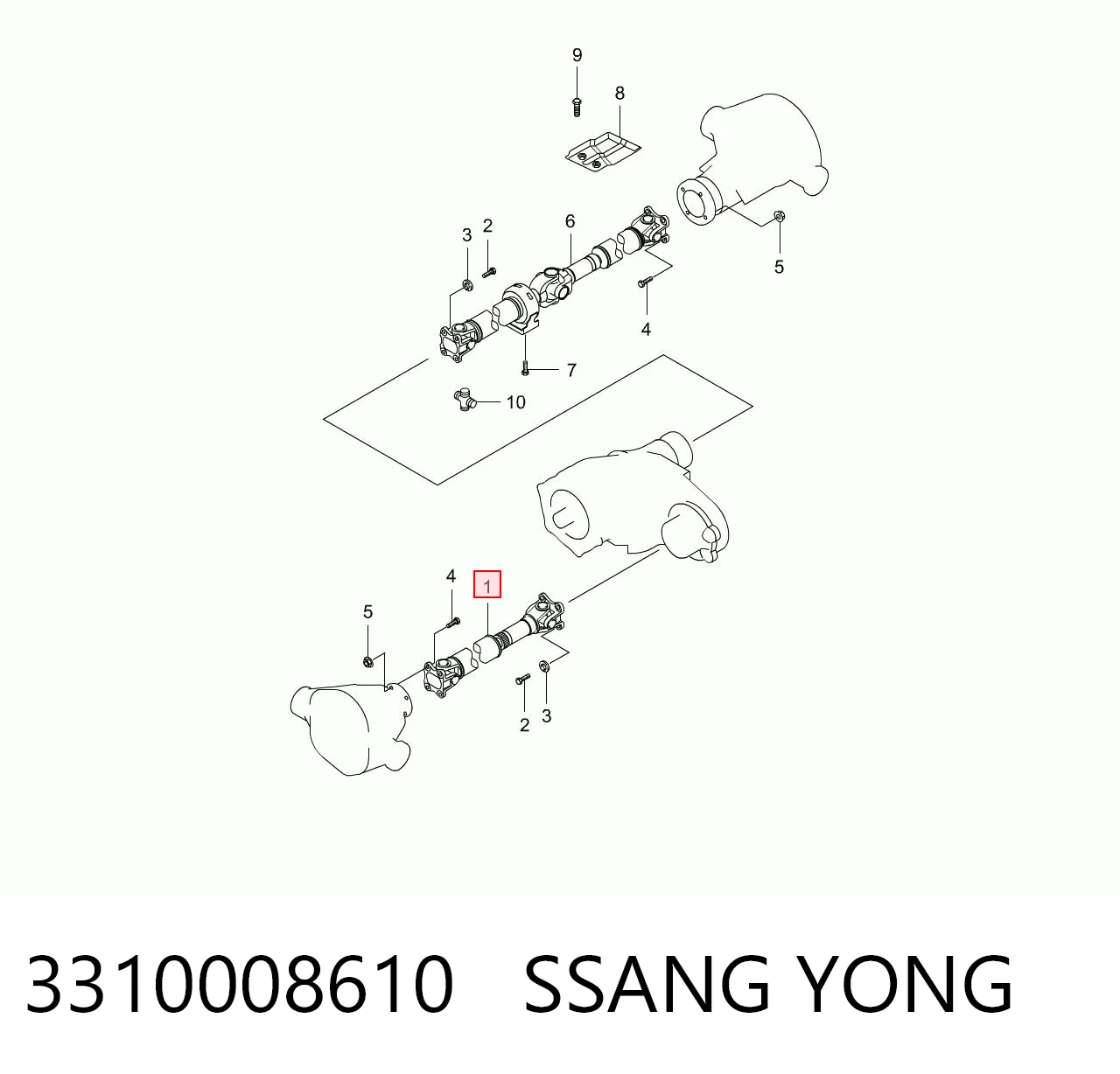 Árbol de transmisión delantero 3310008610 SSANG YONG