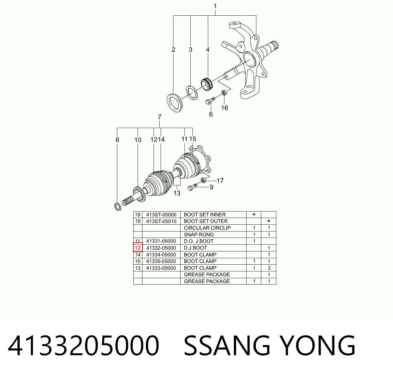 4133205000 Ssang Yong