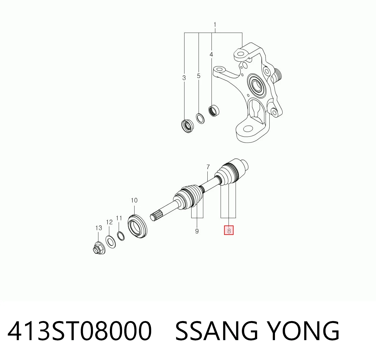 Fuelle de semieje delantero interior para SsangYong Rexton RJ