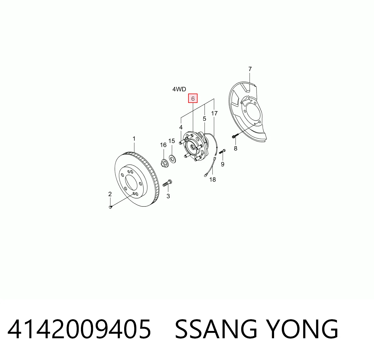 4142009405 Ssang Yong Cubo delantero