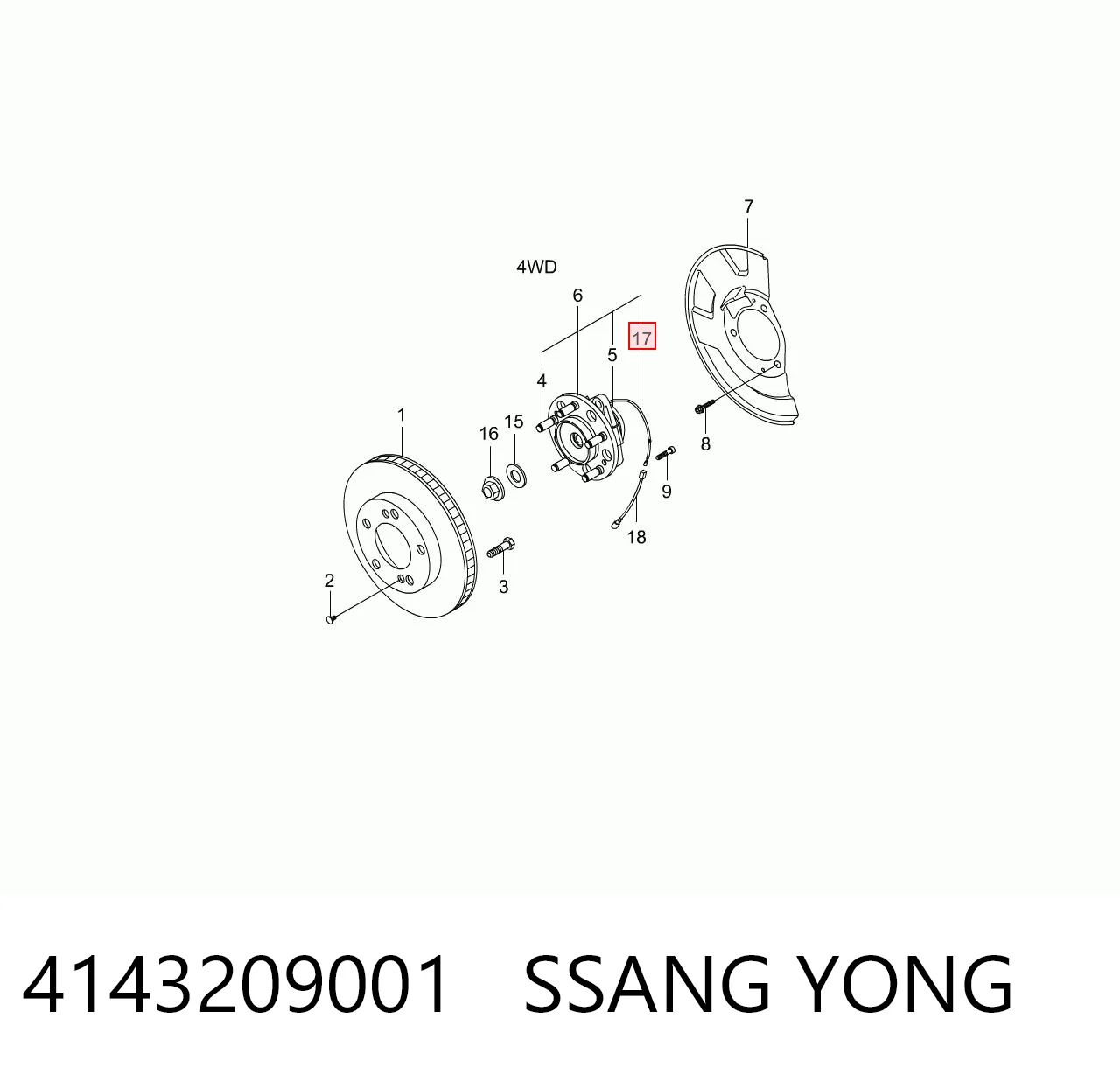 Sensor de rueda abs para SsangYong Rexton I RJN