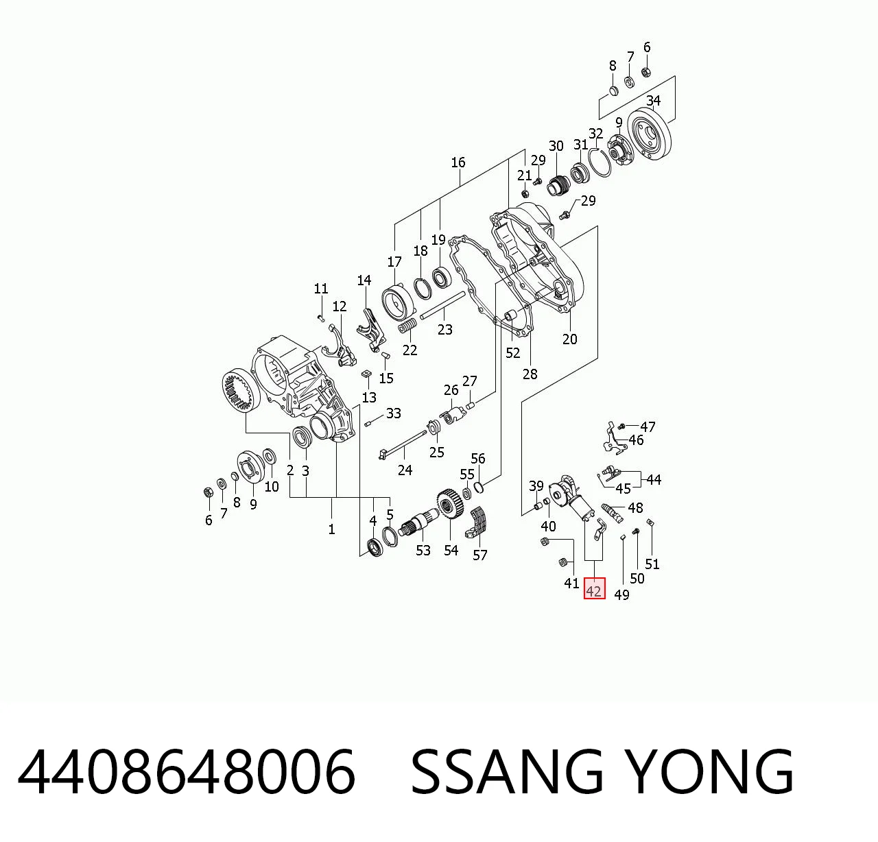 4408648006 Ssang Yong Motor de control de la caja de transferencia
