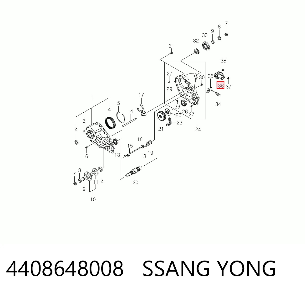 4408648008 Ssang Yong Motor de control de la caja de transferencia