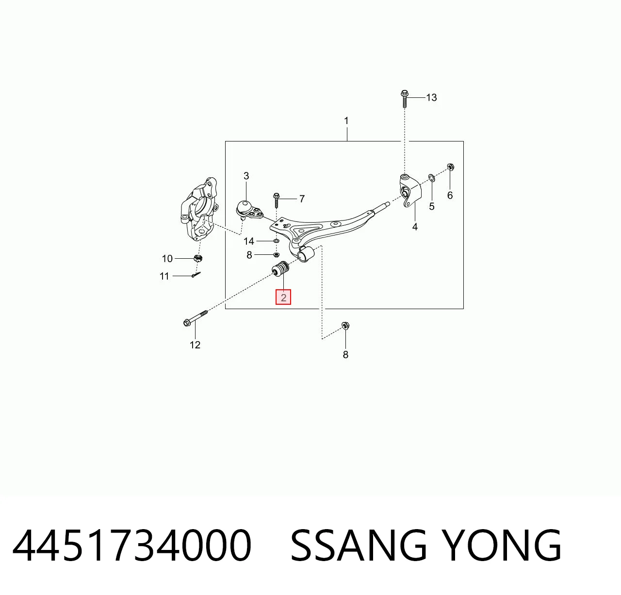 4451734000 Ssang Yong Silentblock de brazo de suspensión delantero inferior